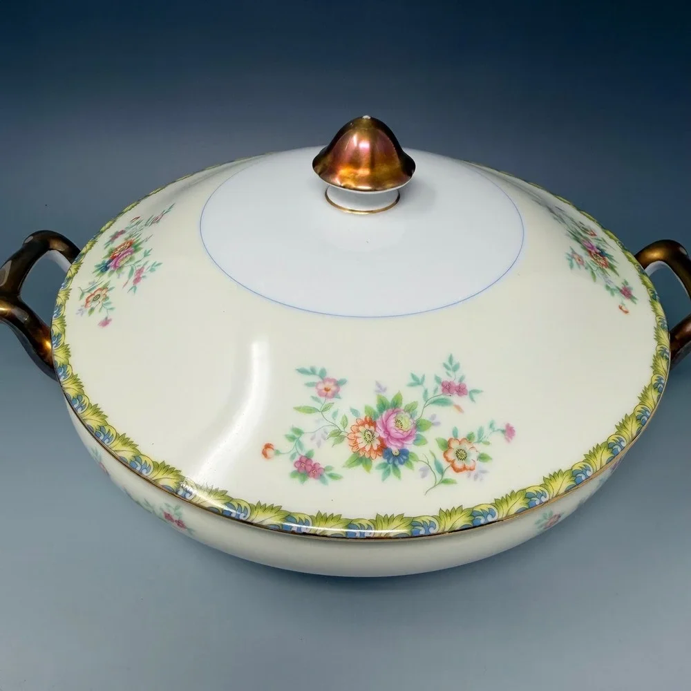 Vintage‎ Morimura Gumi Noritake Japan Hand Painted Floral Covered Casserole Dish